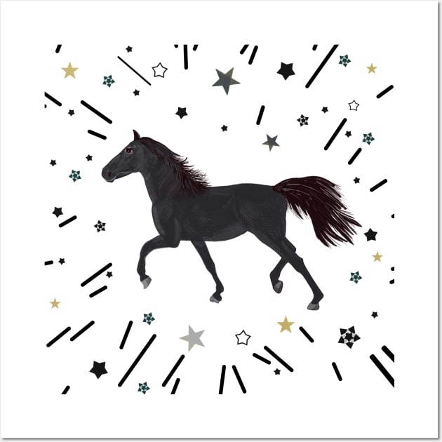 Black horse with stars Wall Art by GULSENGUNEL